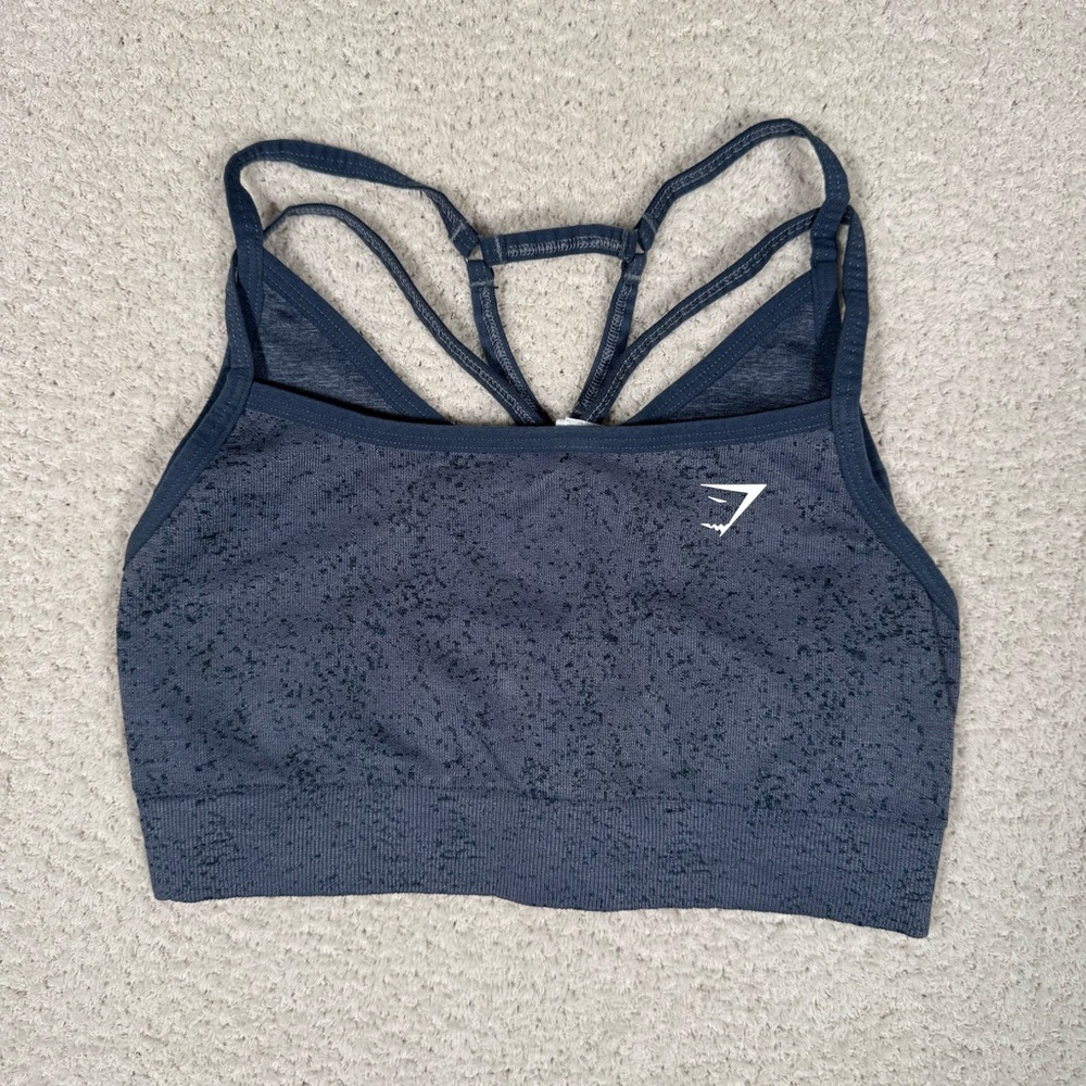 Gymshark Adapt Fleck Seamless Medium Support Sports Bra Blue Size Small